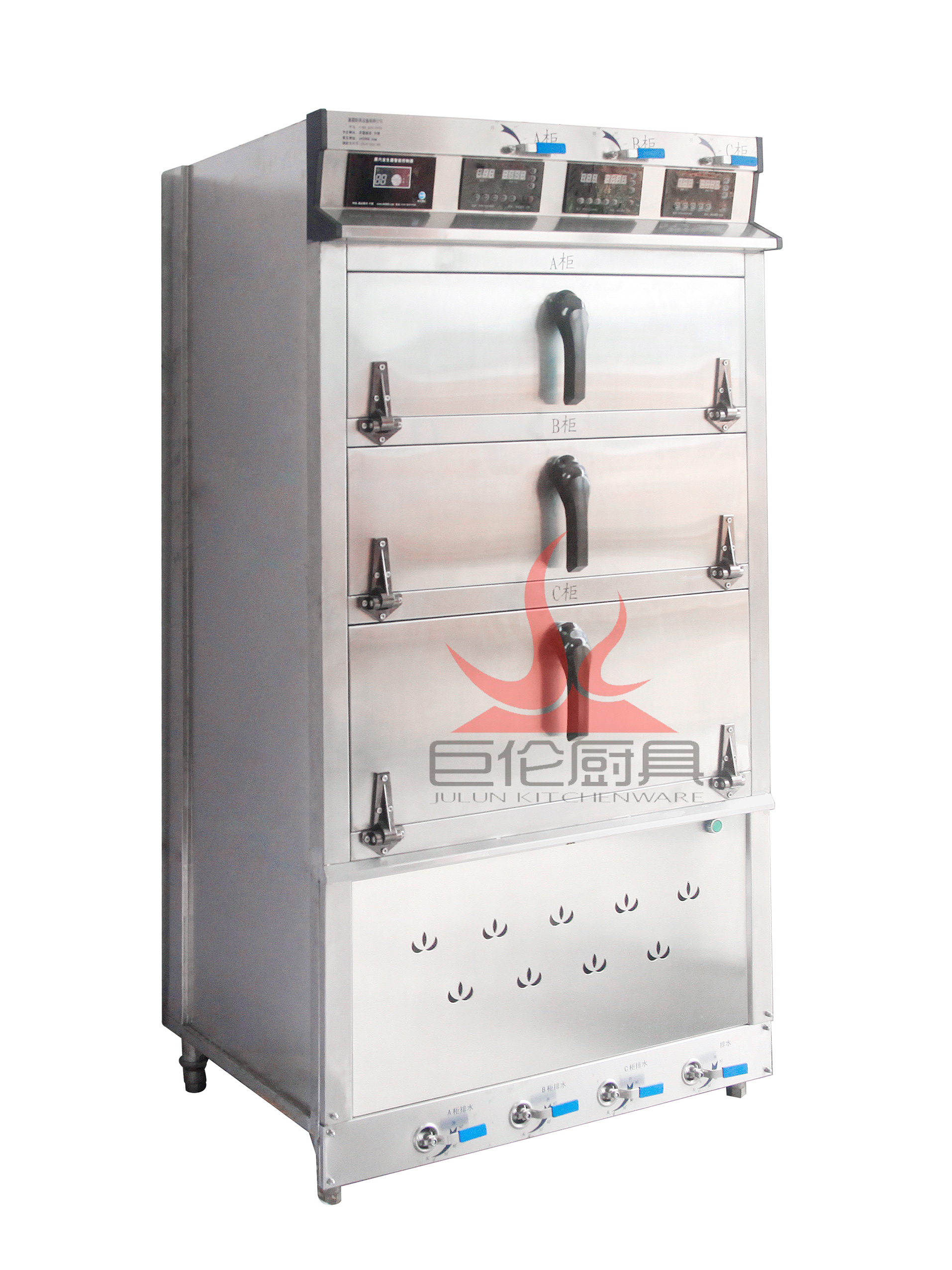 燃气一体化三门海鲜蒸柜